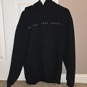 Black Hoodie with Blue Text